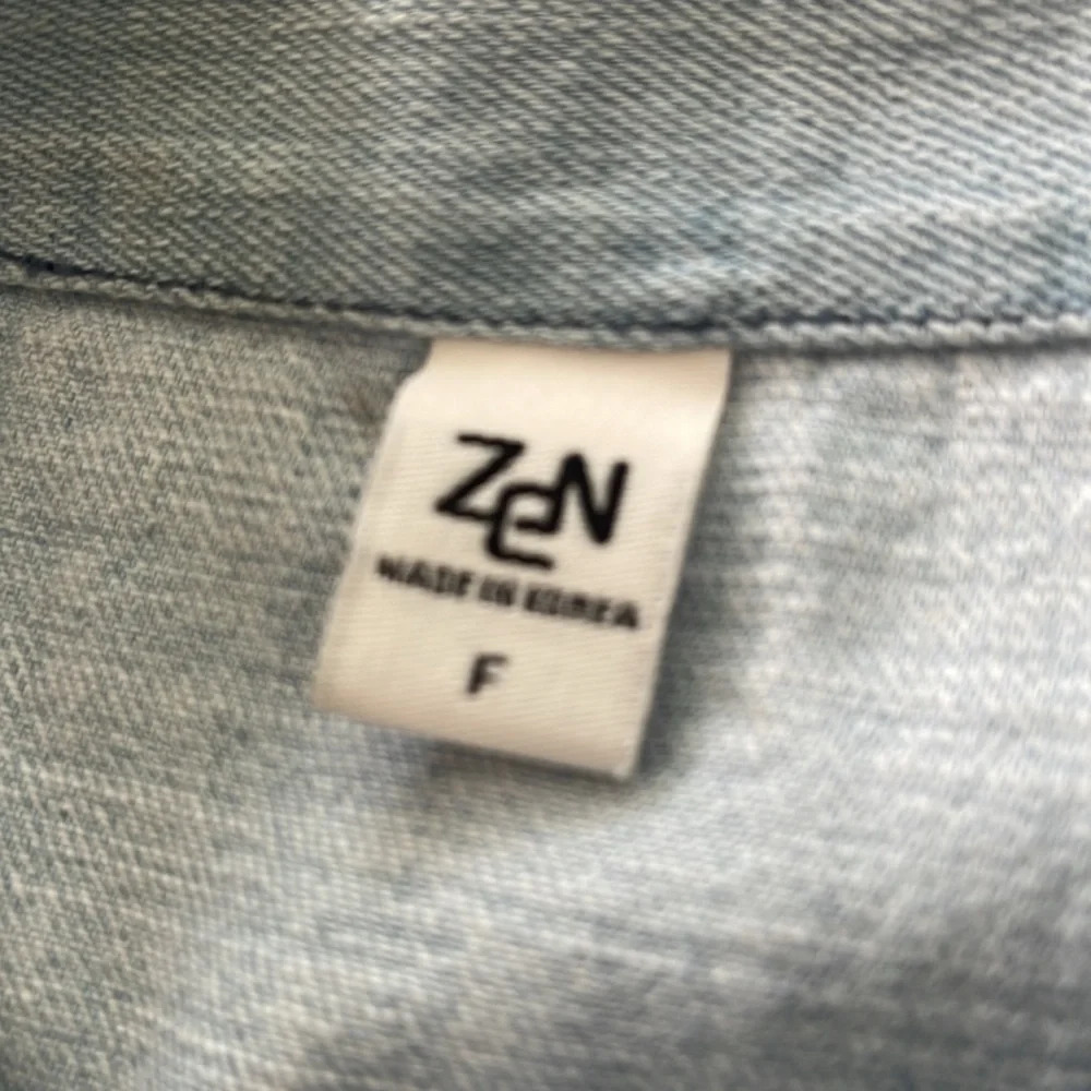 Zen Blue Light Wash denim mini dress tunic oversized shirt Chevy sz One Size - Picture 13 of 16